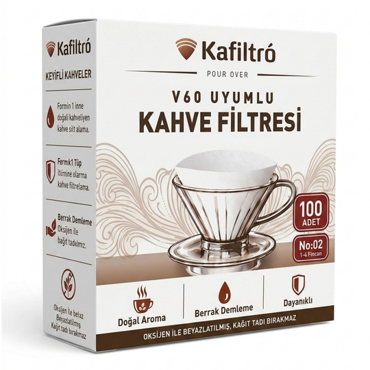 Hario V60-02 Uyumlu Beyaz Kahve Filtresi Kağıdı 100 Adet