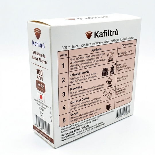 Hario V60-02 Uyumlu Beyaz Kahve Filtresi Kağıdı 100 Adet