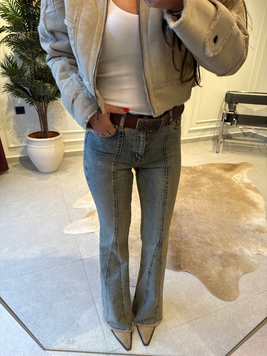 Retro Dikiş Detaylı Püsküllü Paça İspanyol Pantolon