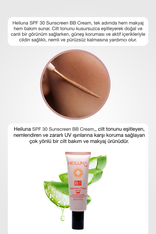 SPF 30 BB Krem 30 ml Light, Niacinamide & Aloe Vera ile Aydınlatıcı, Nemlendirici ve Güneş Koruma