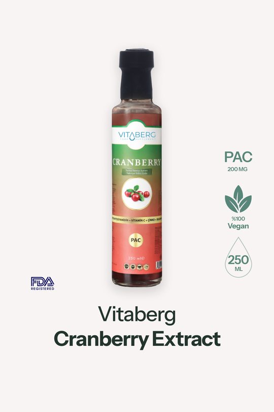 Vitaberg Cranberry Extract Sıvı Takviye | Vitamin C, Çinko, Selenyum İçeren Formül