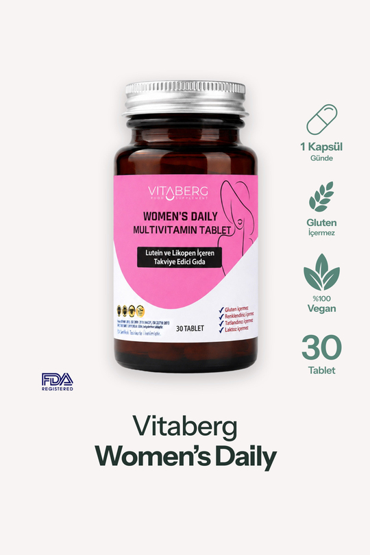 Vitaberg Women’s Daily Multivitamin Tablet | B Vitaminleri, Beta Glukan, Lutein ve Likopen