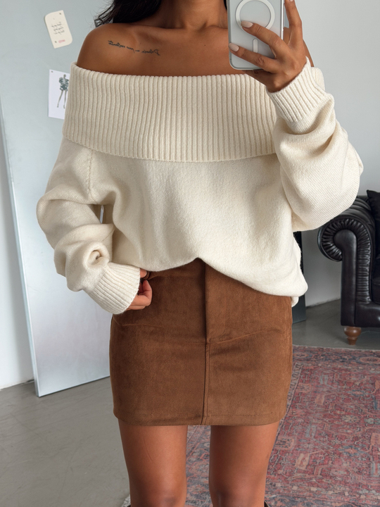 Mini Süet Etek - Taba