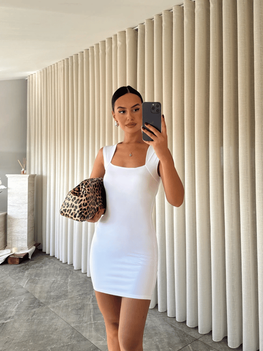 Lana Mini Elbise Beyaz - Beyaz