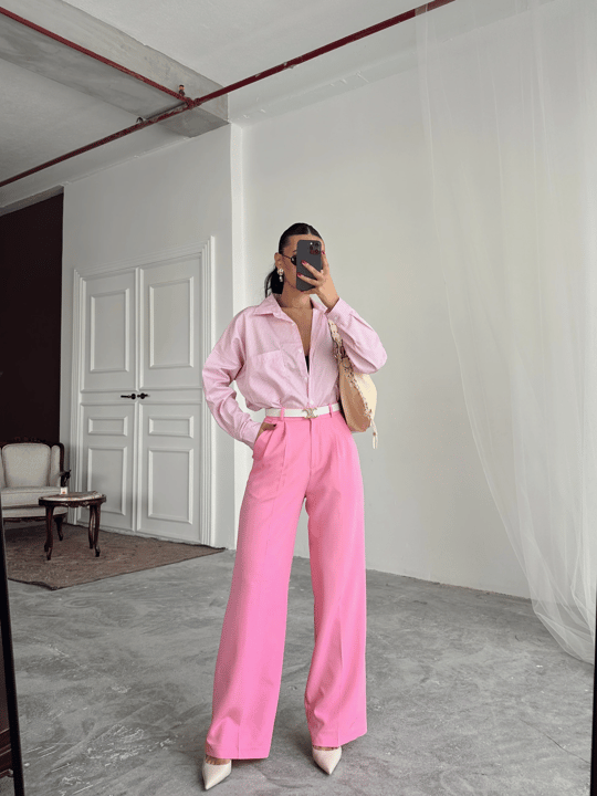 My Palazzo Kumaş Pantolon - Pudra Pembe
