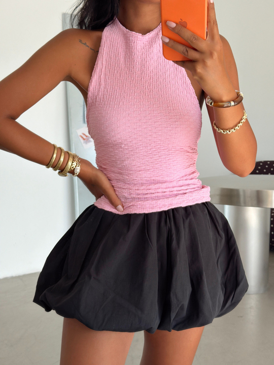 Sırt Ayarlanabilir Crop - Pembe