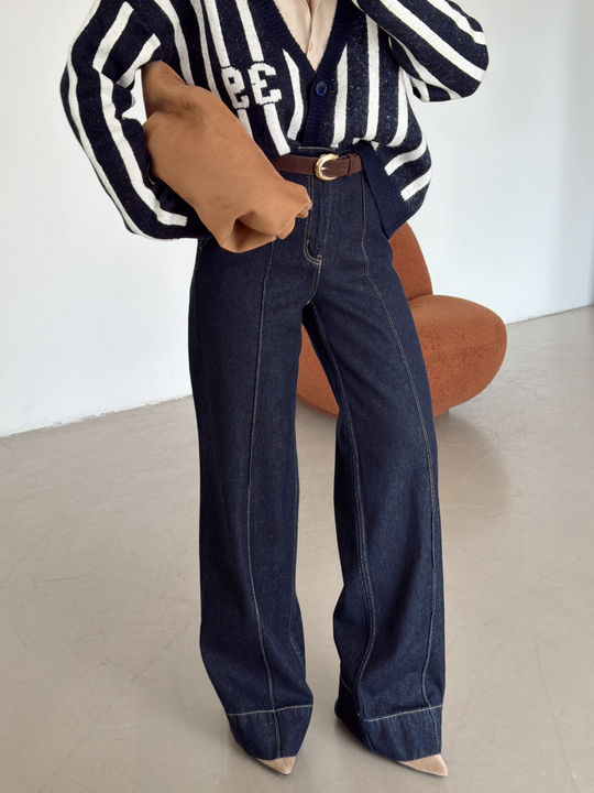 Arka Beli Lastikli Yan Cep Denim Jean - Lacivert