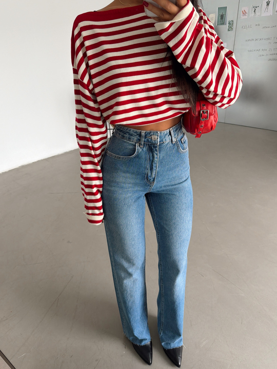 Klasik Model Kesik Paça Jean - Açık Mavi