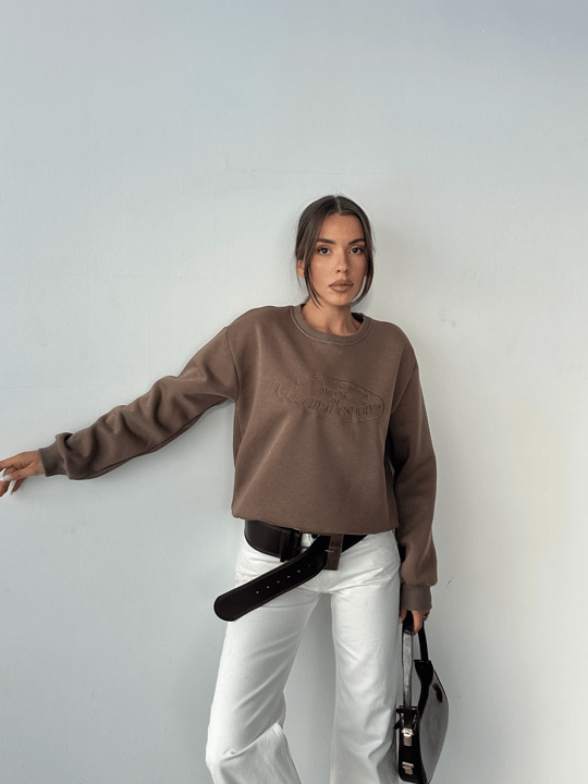 Hopeful Nakış Sweat - Kahve