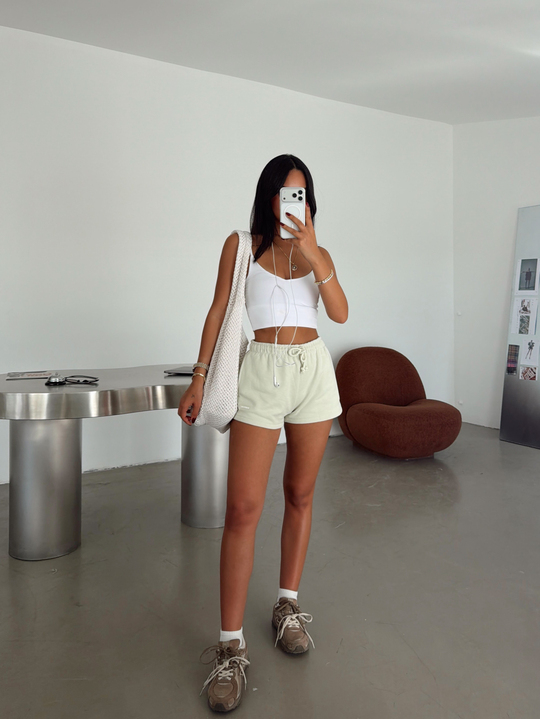 Bel Lastik Mini Şort - Mint