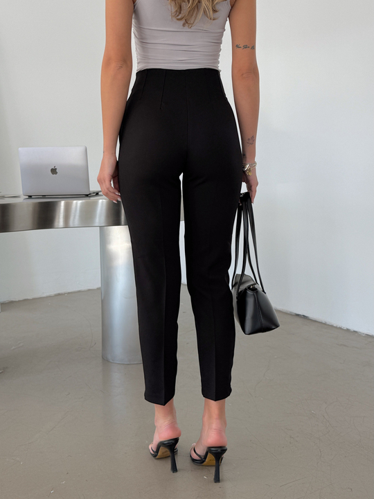 Pensli Dabıl Kumaş Pantolon - Siyah