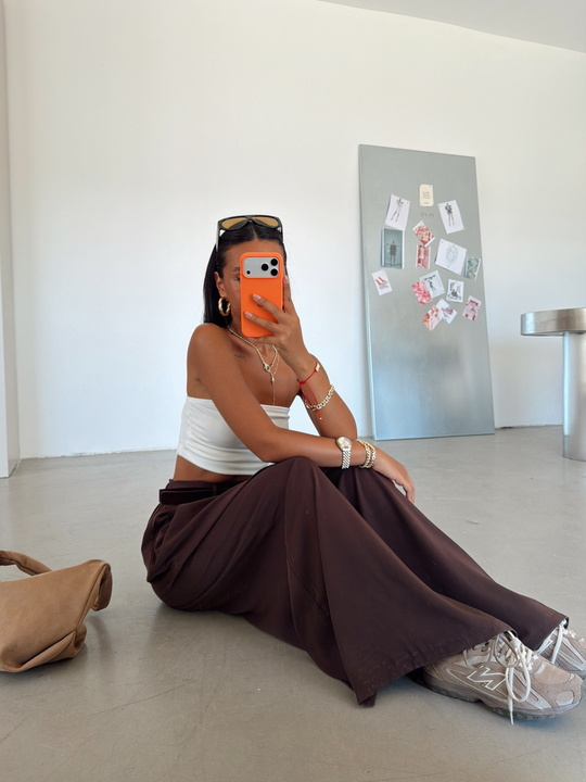 Modal Kemerli Pantolon - Kahve