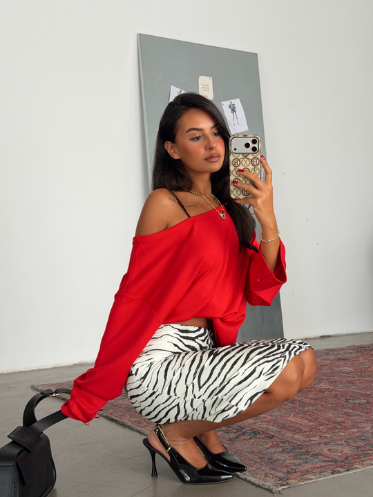 Zebra Desenli Etek - Siyah-Beyaz