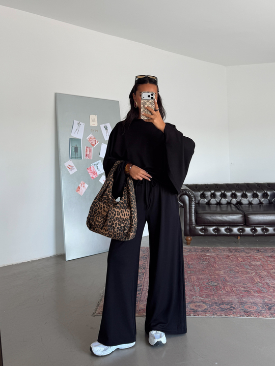 Yarasa Kol Oversize Takım - Siyah