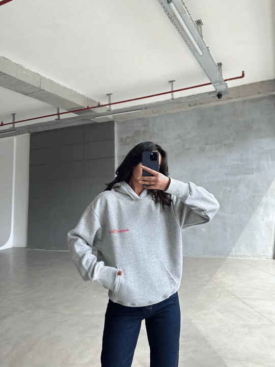 Another Kapüşonlu Sweatshirt Gri Melanj - Gri Melanj