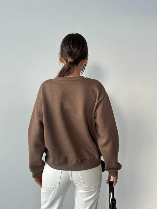 Hopeful Nakış Sweat - Kahve