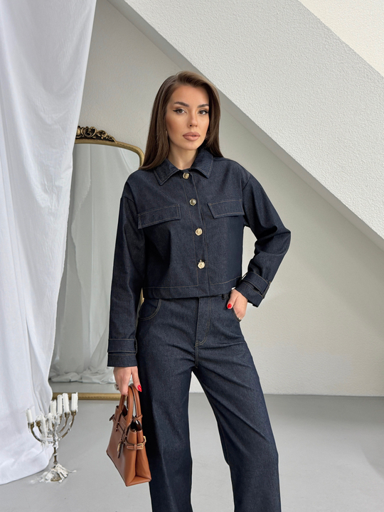 Rahat Kesim Denim Takım - Lacivert