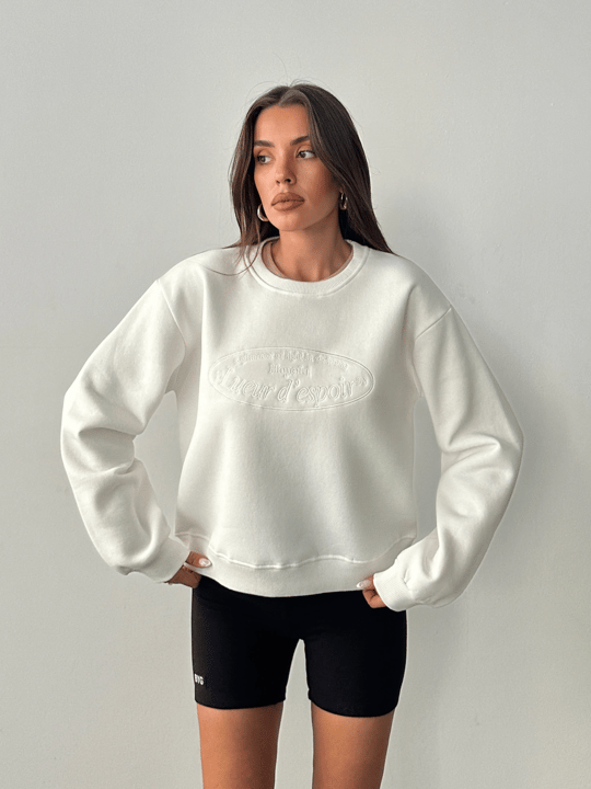 Hopeful Nakış Sweat - Ekru