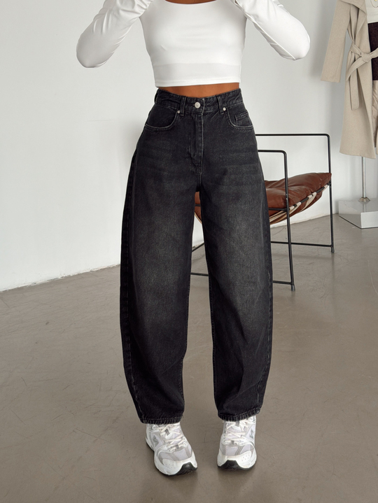 Barrel Fit Mom Jean - Füme Yıkama