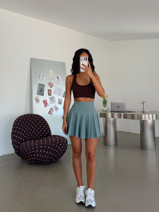 İçi Şortlu Mini Etek - Mint
