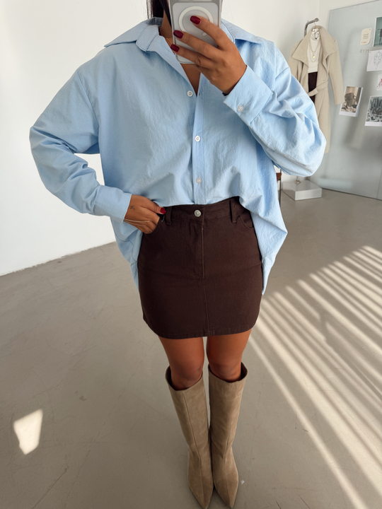 Mini Denim Etek - Kahve