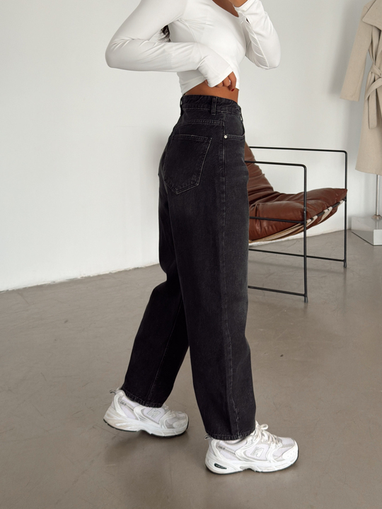 Barrel Fit Mom Jean - Füme Yıkama
