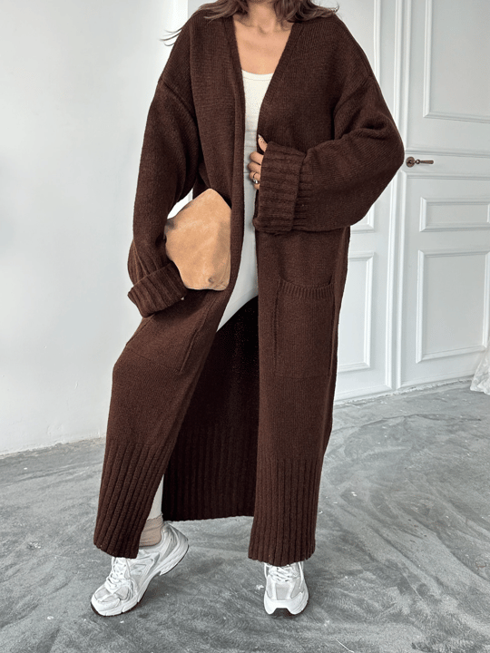 Oversize Uzun Hırka - Kahverengi