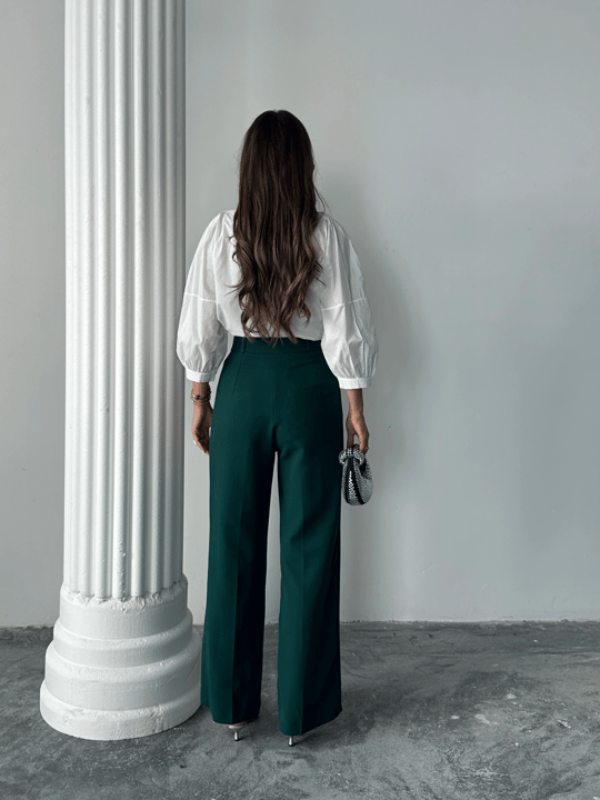 My Palazzo Kumaş Pantolon - Zümrüt Yeşili