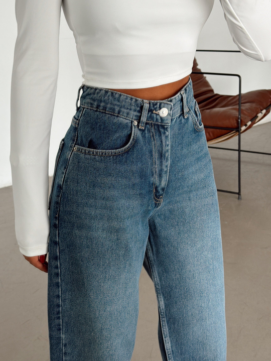 Barrel Fit Mom Jean - Mavi Yıkama