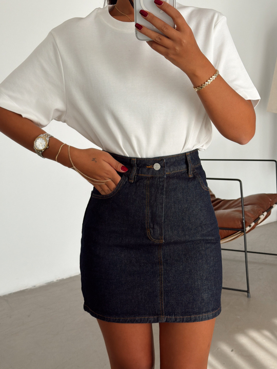 Mini Denim Etek - Lacivert