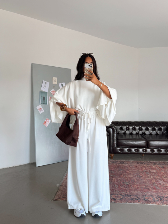 Yarasa Kol Oversize Takım - Beyaz