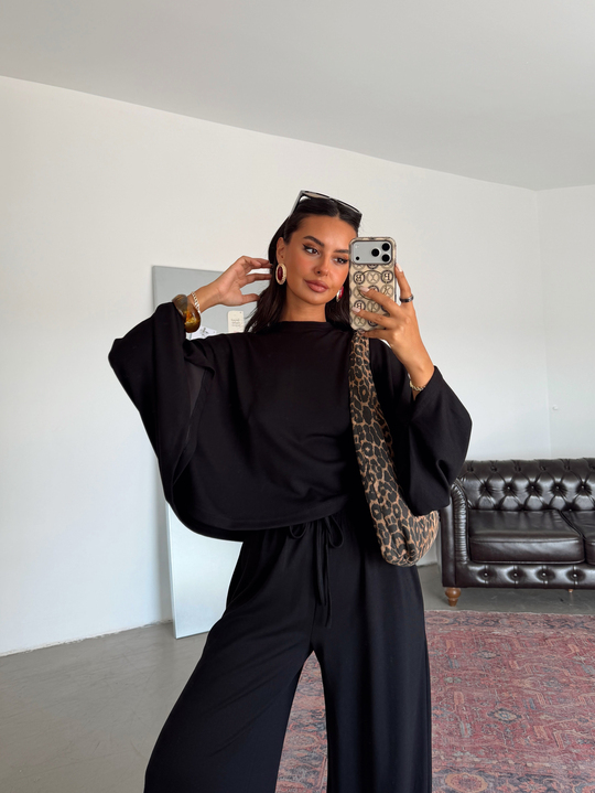 Yarasa Kol Oversize Takım - Siyah