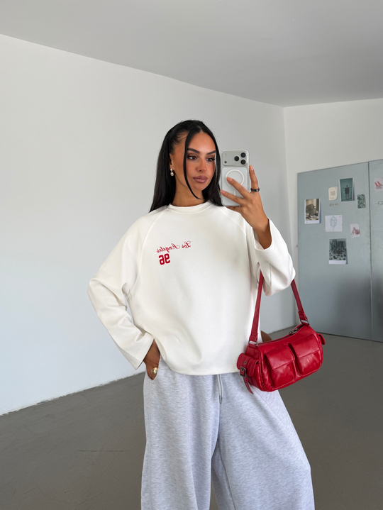 Los Angeles Baskılı Sweat - Beyaz