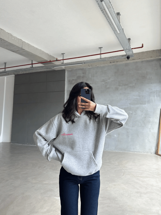 Another Kapüşonlu Sweatshirt Gri Melanj - Gri Melanj