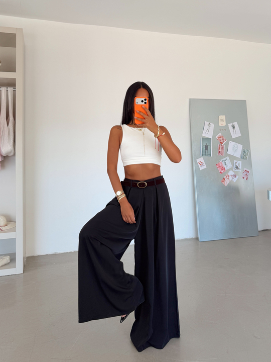 Modal Kemerli Pantolon - Siyah