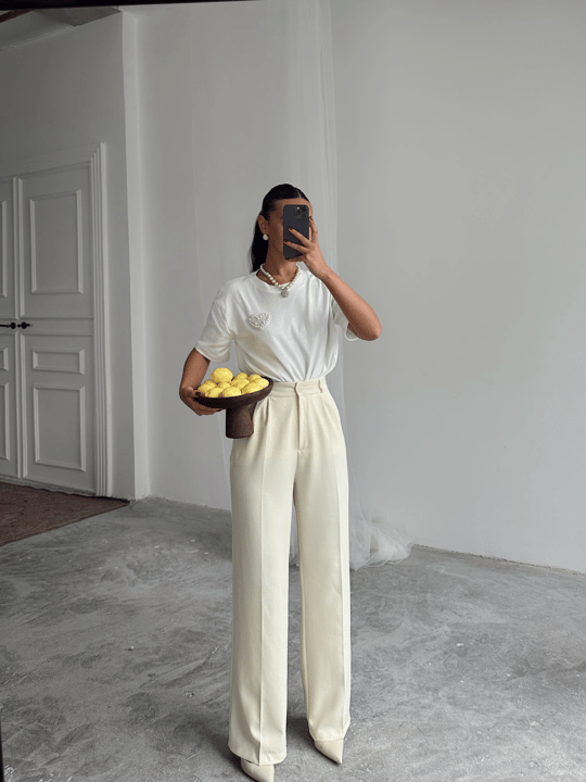 My Palazzo Kumaş Pantolon - Limon Sarısı