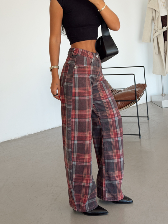 Ekoseli Baggy Jean - Ekose