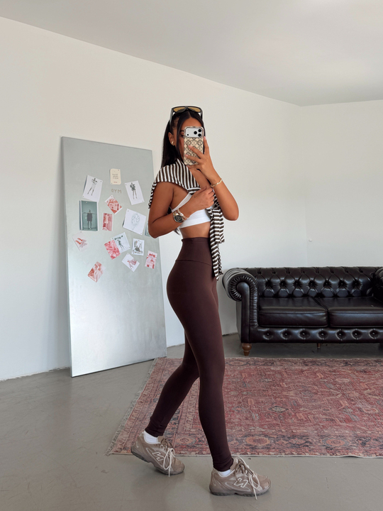 Yüksek Bel Fit Tayt - Kahve