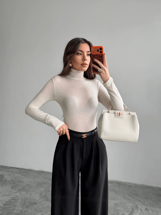 Balıkçı Transparan Bluz - Ekru