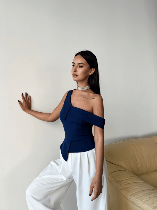 Tek Omuz Büstiyer - Lacivert