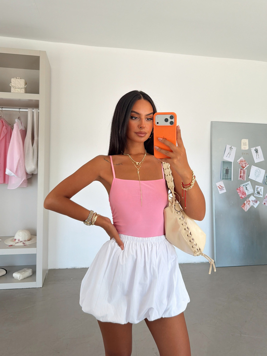 Yan Büzgülü Bodysuit Pembe - Pembe