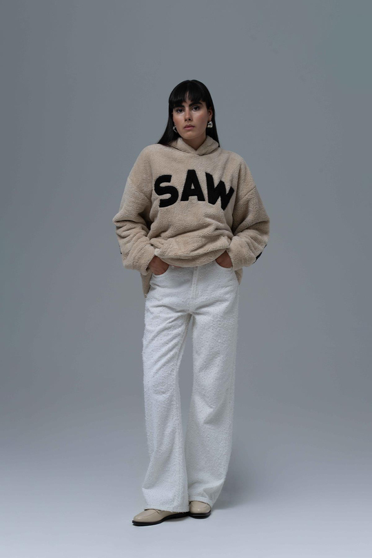 Time Of Choose Oversize Welsoft Sweatshirt Kadın Açık Bej