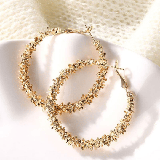 Gold Halka Tırtıklı Küpe