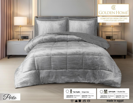 Golden Home Porto Gri Yatak Örtüsü