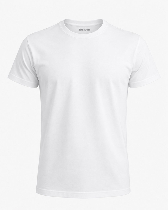 Bisiklet Yaka Slimfit Basic T-Shirt Beyaz | Erkek Tişört | Terzi