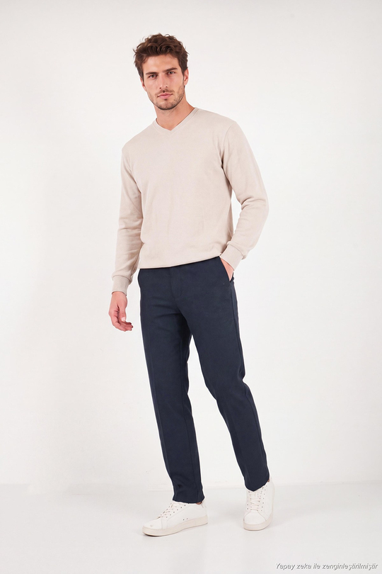 Normal Bel Regular Fit Düz Paça Erkek Pantolon 6843703 LACİVERT