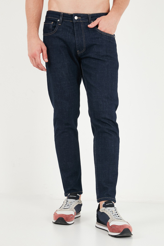 Pamuklu Normal Bel Boru Paça Jeans Erkek Kot Pantolon 5901F10MILANO LACİVERT
