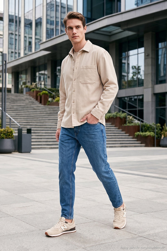 Pamuklu Normal Bel Boru Paça Jeans Erkek Kot Pantolon 5901F05MILANO MAVİ