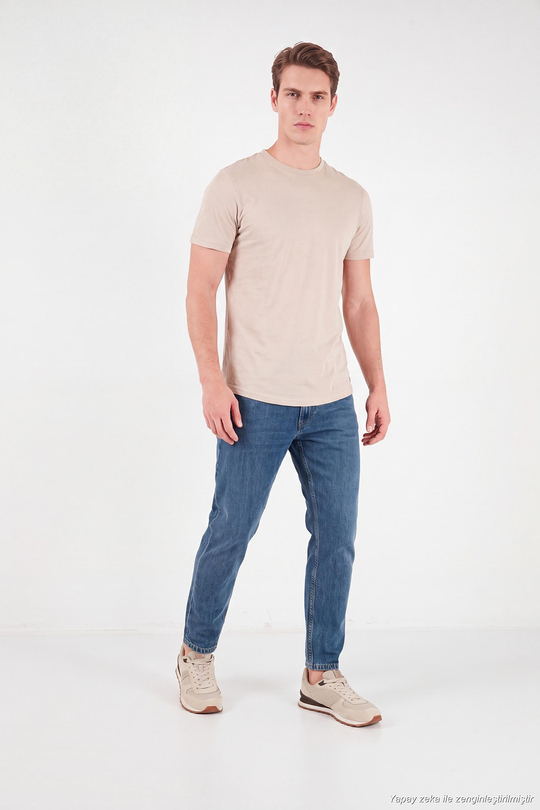 Pamuklu Normal Bel Boru Paça Jeans Erkek Kot Pantolon 5901F05MILANO MAVİ