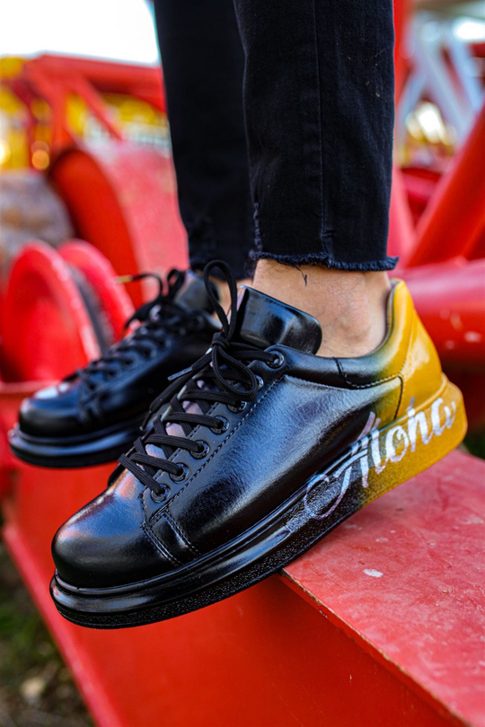 Chekich Men s Street Style Hip Hop Sneakers Black Yellow Aloha